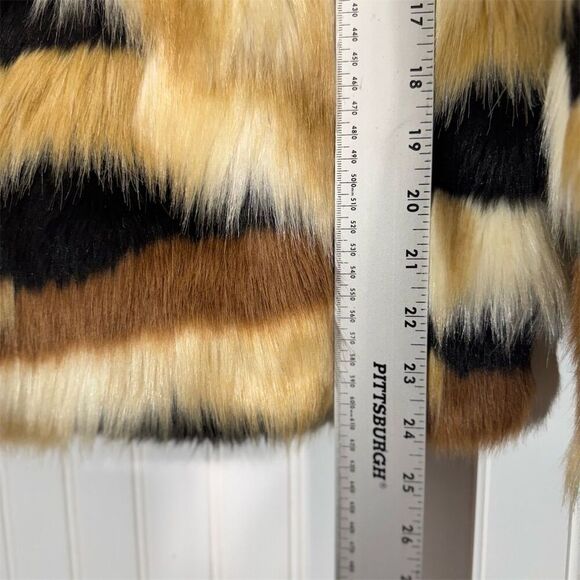 INC International Concepts Faux Fur Jacket XL Calico Striped Animal Print NWT - Picture 6 of 12